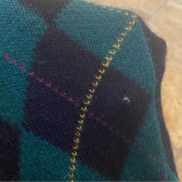 Vintage EVAN-PICONE Women Lambswool Rabbit Hair Blend Argyle Cardigan-Medium - Picture 5 of 9